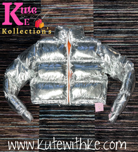 Load image into Gallery viewer, Doing My Big One Metallic Puffer Coat
